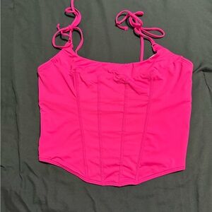 Gilly Hicks Hot Pink Corset Tie-Shoulder Tank